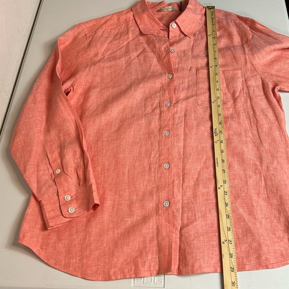Tommy Bahama Women’s 100% Linen Classic Button Down Blouse Coral Pink Size L - Picture 7 of 10